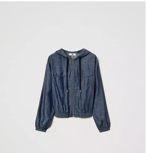 FELPA CON ZIP IN CHAMBRAY twinset CAPPUCCIO E ZIP